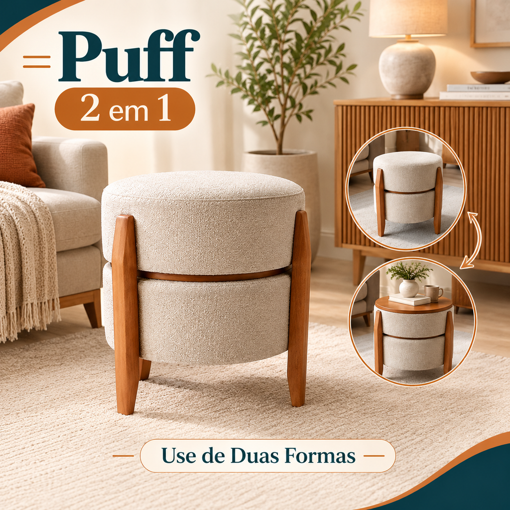 Puff 2 em 1: Use de Dois Jeitos