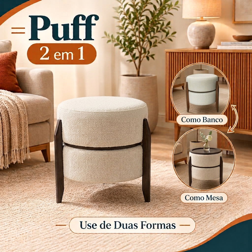 Puff 2 em 1: Use de Dois Jeitos